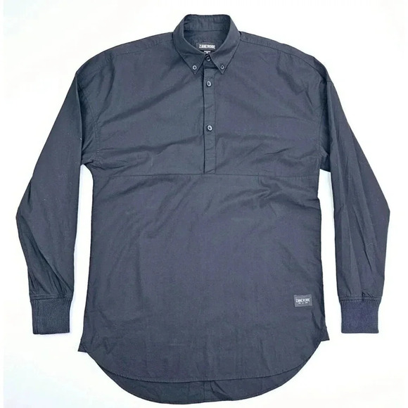 Zanerobe Size XS Men Black 1/4 Button Strech Cuffs Button Down Long Sleeve Shirt - Picture 1 of 11